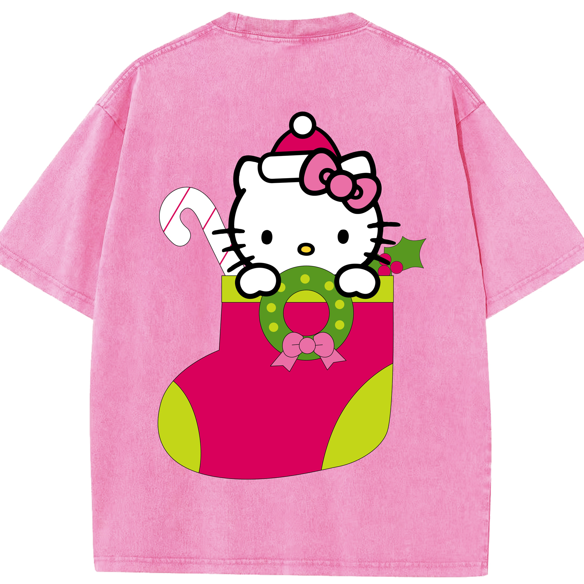 （画像用） Hello Kitty ハローキティ 綿100% ヴィンテージ風 半袖Tシャツ（背面プリント）